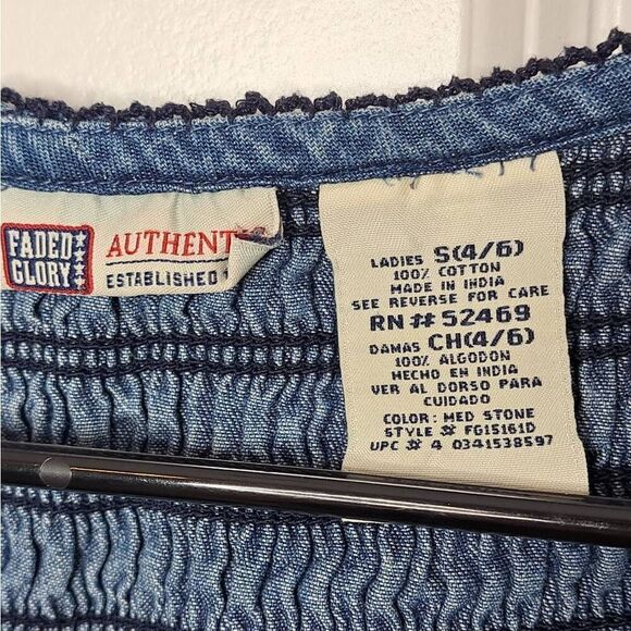 Faded Glory Vintage 90s Sleeveless Denim Ruffle Top size Small - Picture 4 of 4